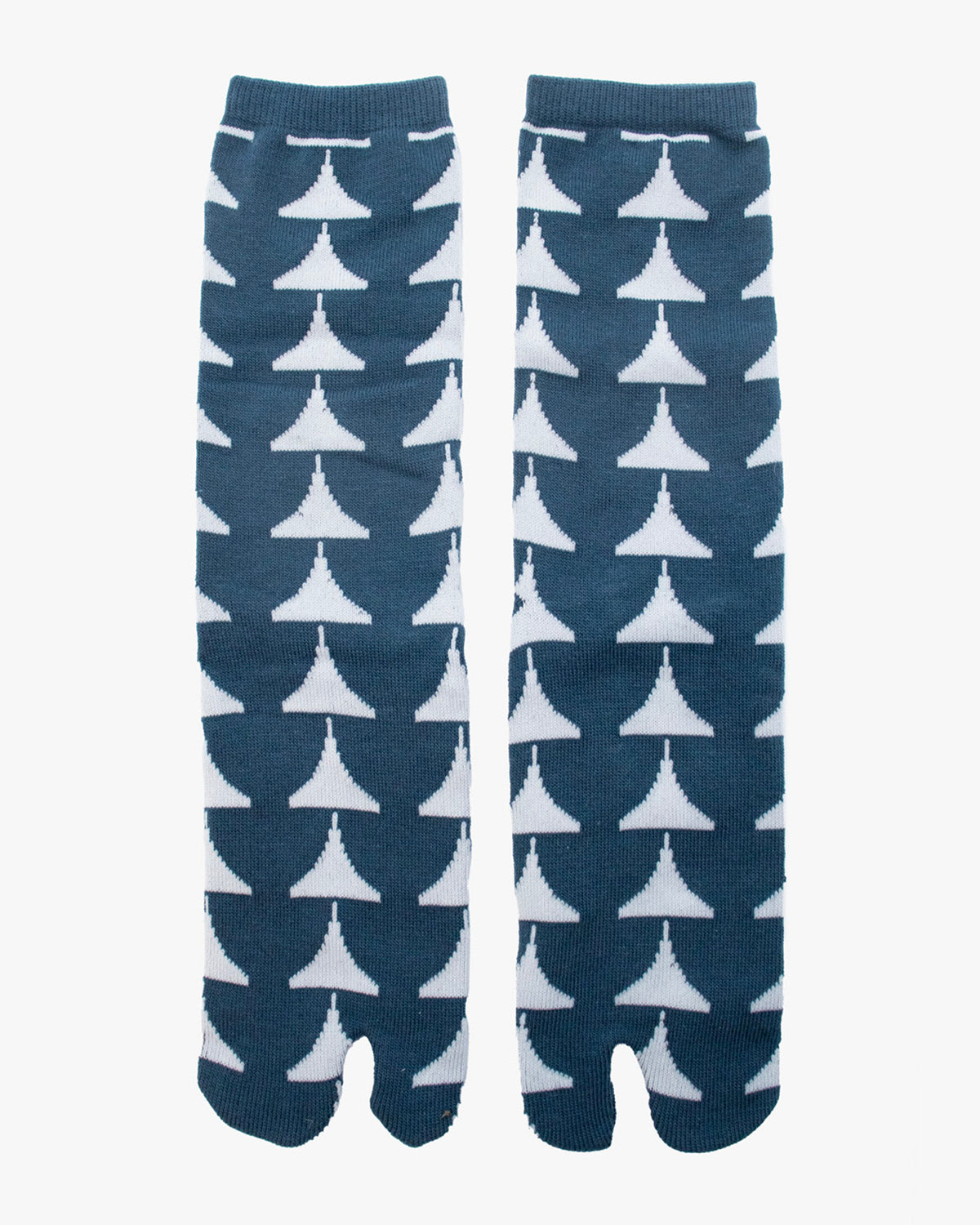 Kurochiku, Tabi Socks, Crew, White with Blue Half Moons