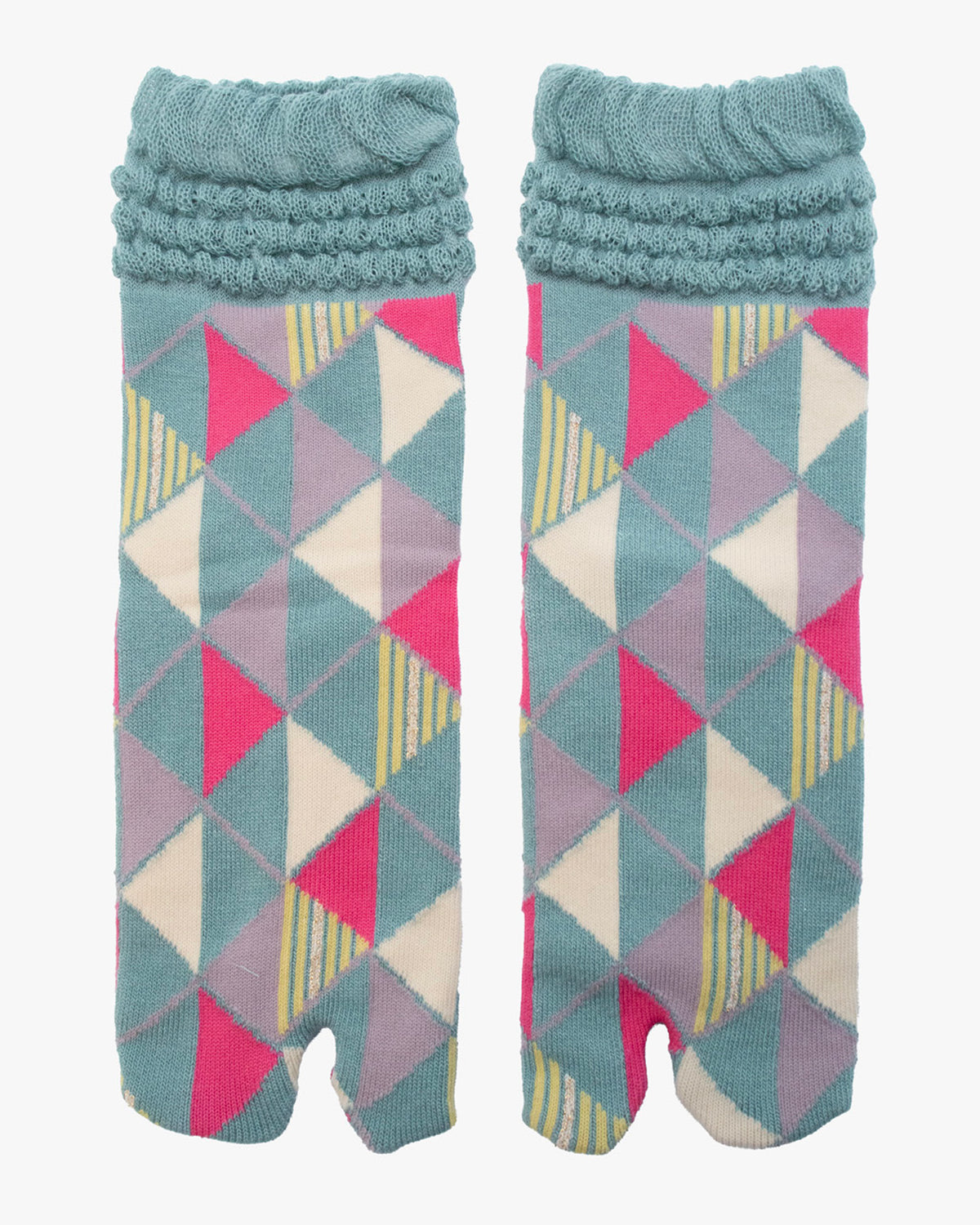 Kurochiku, Tabi Socks, Crew, Red and Blue and Pink Trangles