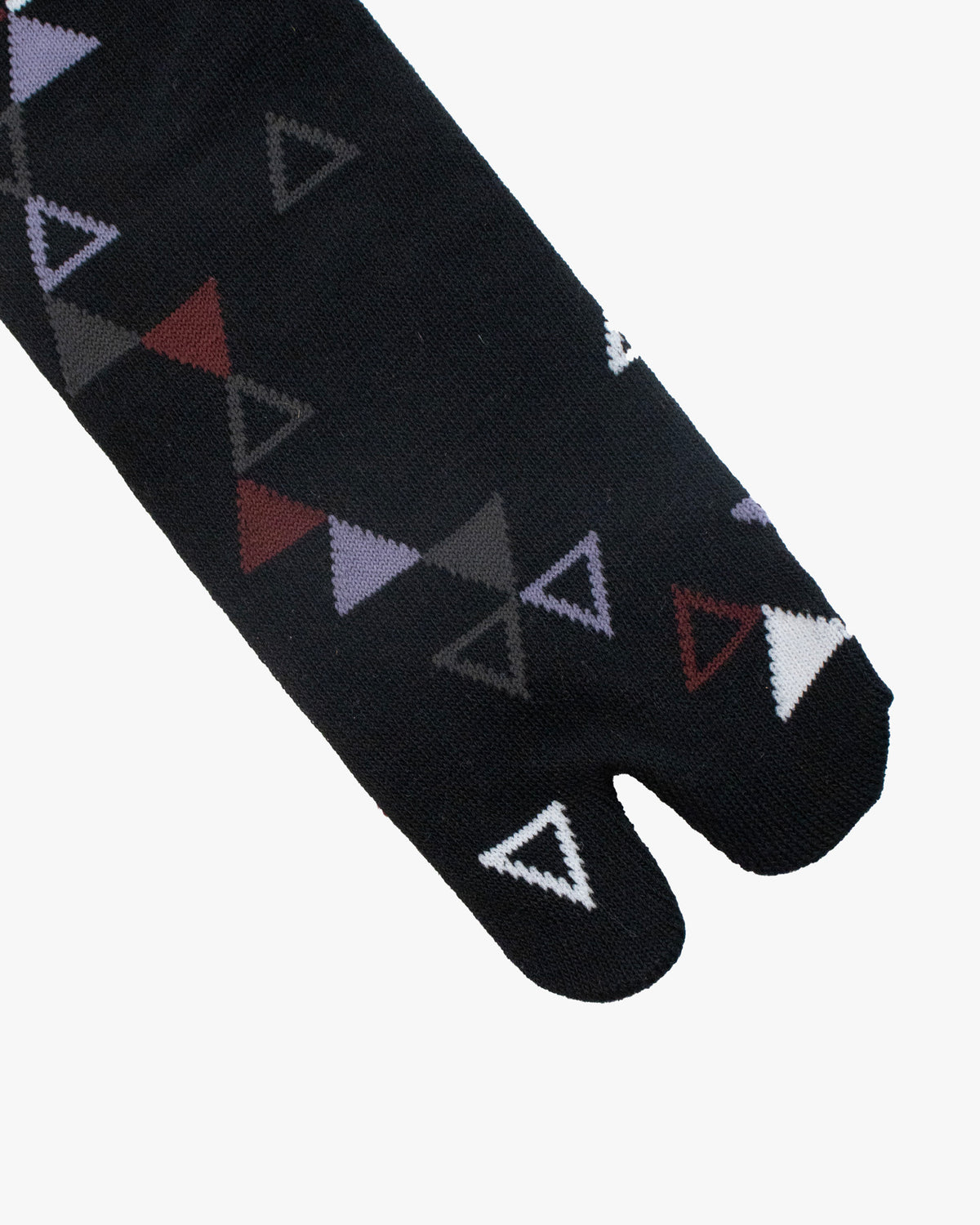 Kurochiku, Tabi Socks, Black with Red and Purple and White Triangles