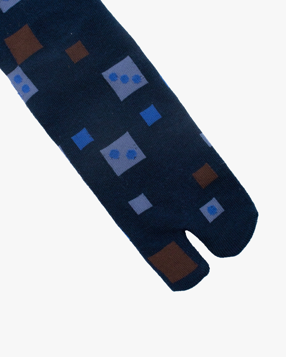 Kurochiku, Tabi Socks, Navy with Blue and Brown Squares