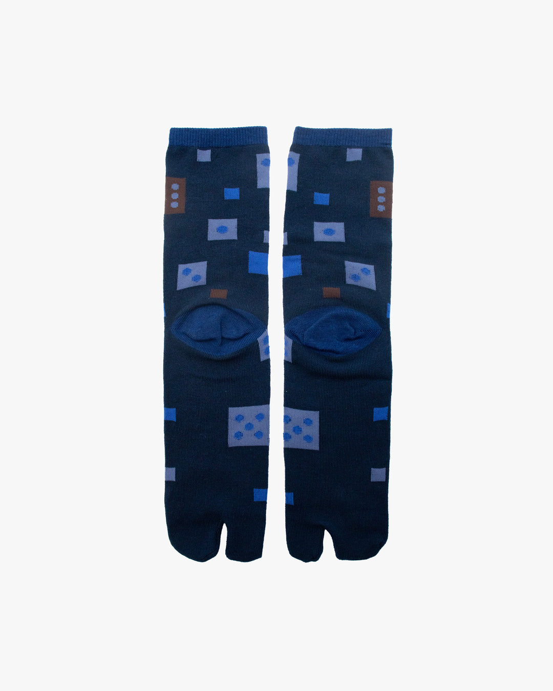 Kurochiku, Tabi Socks, Navy with Blue and Brown Squares