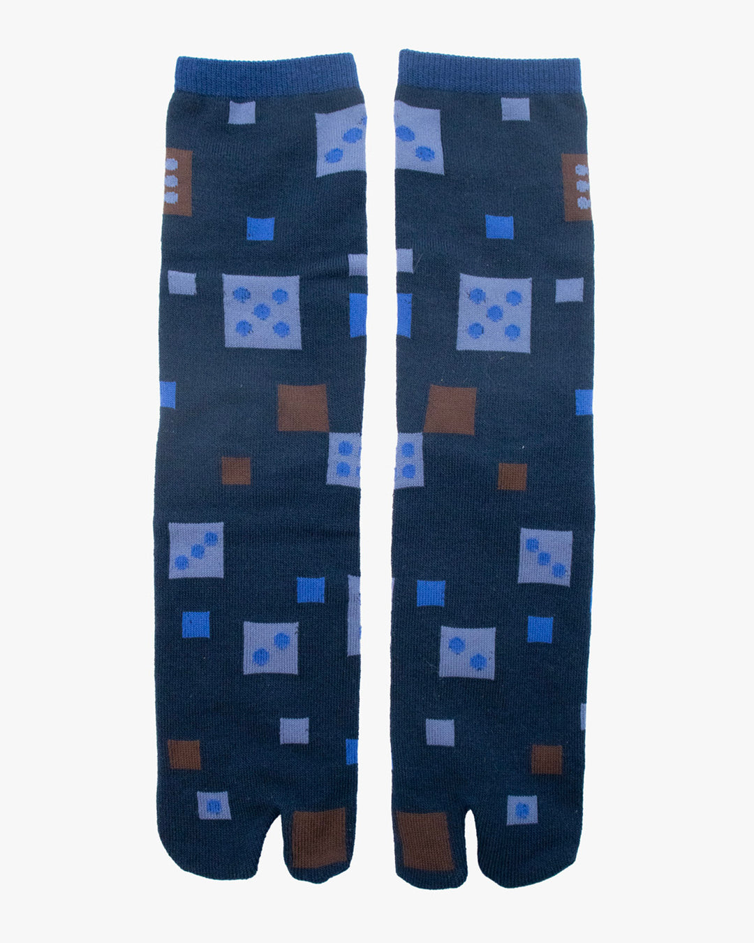 Kurochiku, Tabi Socks, Navy with Blue and Brown Squares