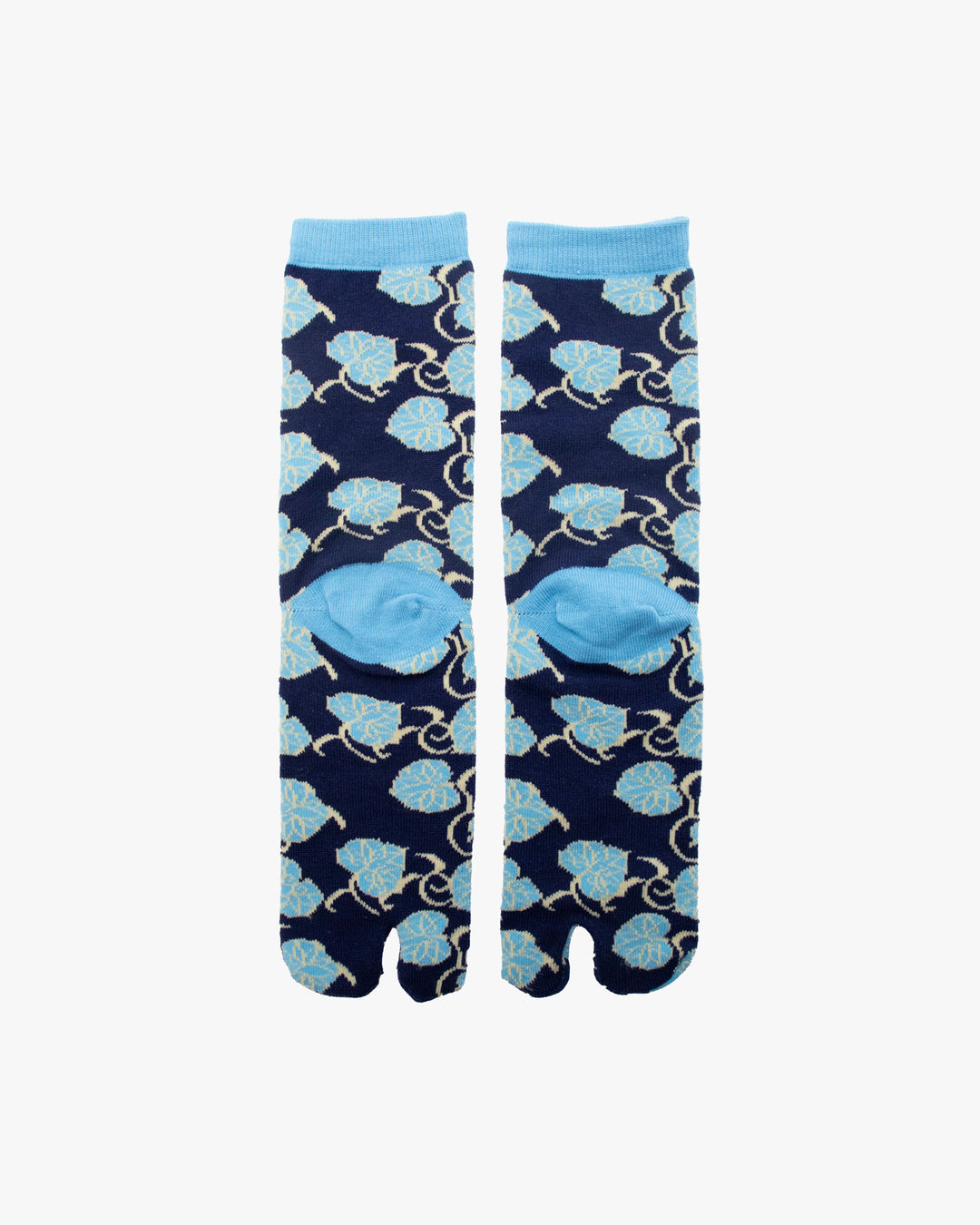Kurochiku, Tabi Socks, Blue with Blue and White Leaves