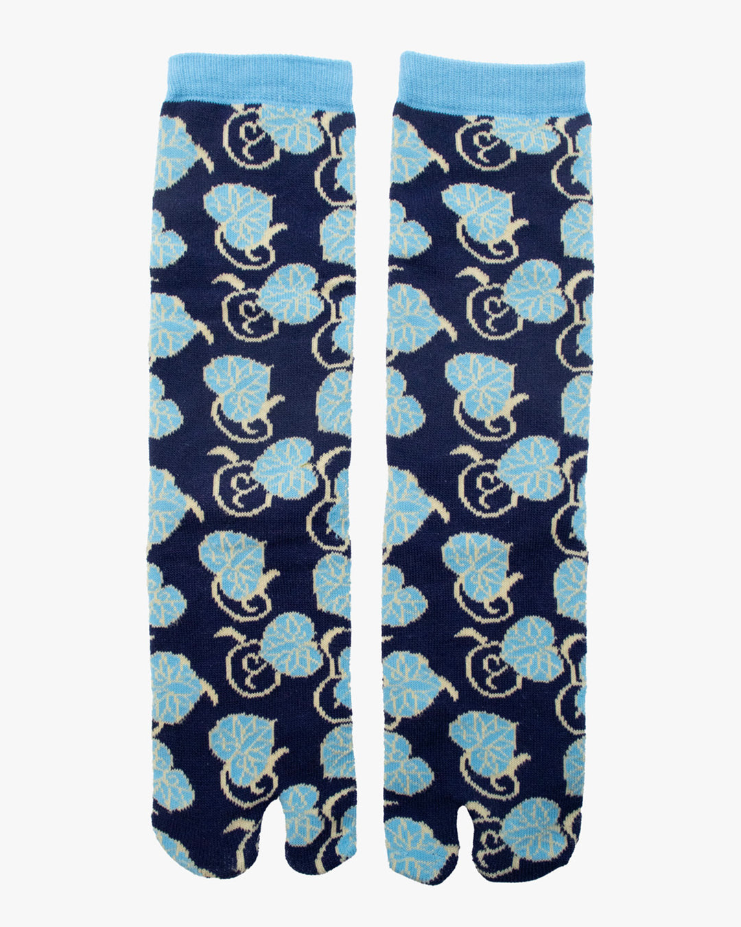 Kurochiku, Tabi Socks, Blue with Blue and White Leaves