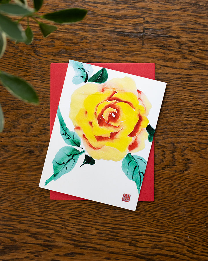 Postcards, Card with Envelope, Yellow Portland City Rose