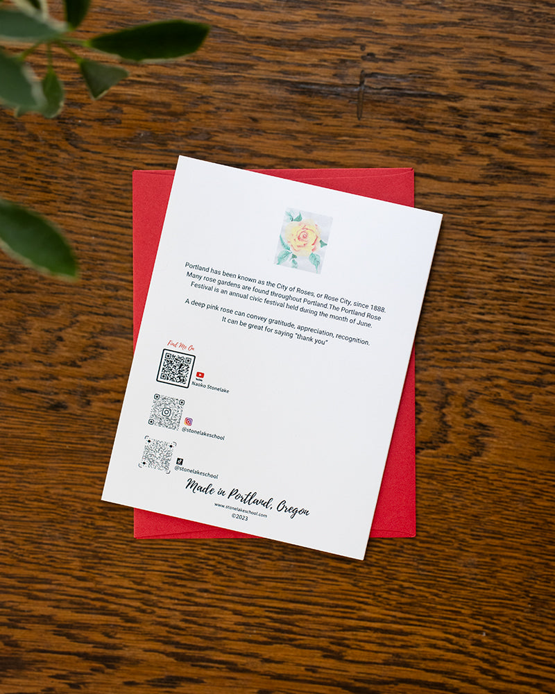 Greeting Cards, Card with Envelope, Yellow Portland City Rose