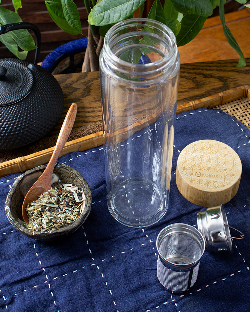 Kokoro Original Glass Bottle and Tea Infuser