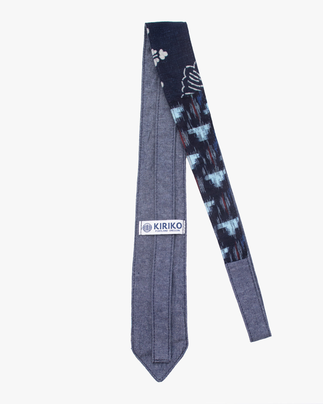 Kiriko Original Tie, Boro, Vintage Indigo Katazome Kiku, Shima and Kasuri
