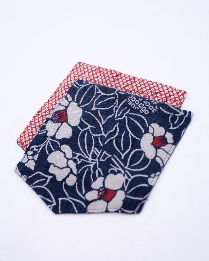 Kiriko Original Tee, 8 oz. US Made, Double Pocket Tee, White, Tsubaki and Red Shibori Style