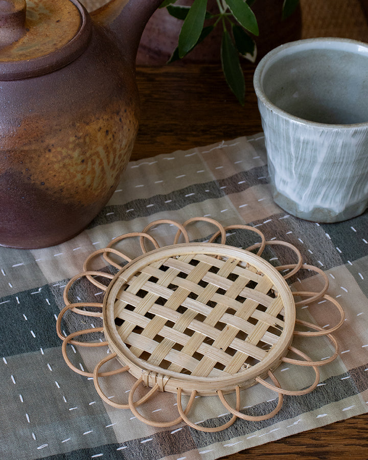 Kokoro Original, Woven Coaster, Bamboo Flower