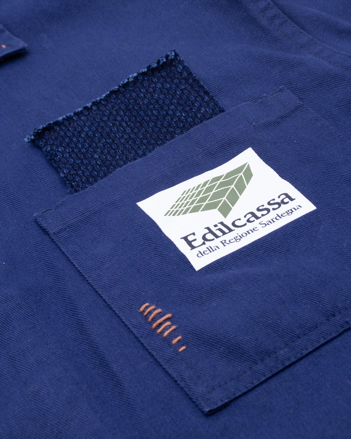 Kiriko Custom, One of a Kind Patched French Workman Jacket, Blue Patched Apron Fabric - 13
