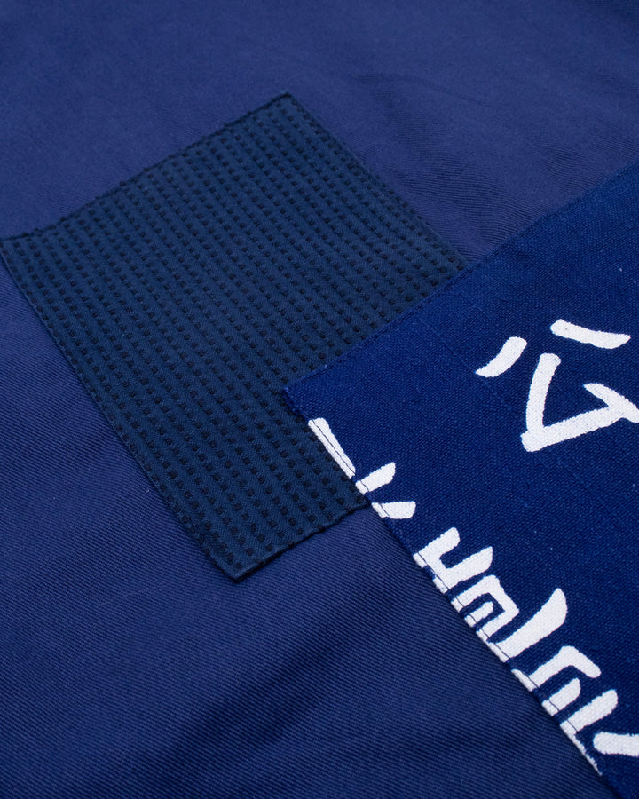 Kiriko Custom, One of a Kind Patched French Workman Jacket, Blue Patched Apron Fabric - 13
