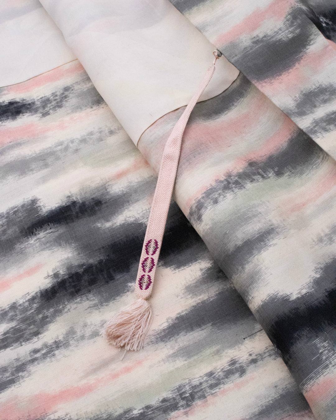 Vintage Haori Jacket, Meisen Unmu, Cream Pink Grey and Sage