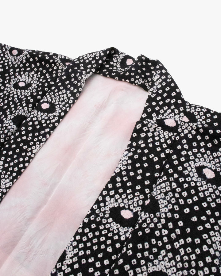 Vintage Haori Jacket, Full Shibori, Black and Pink Kanoko