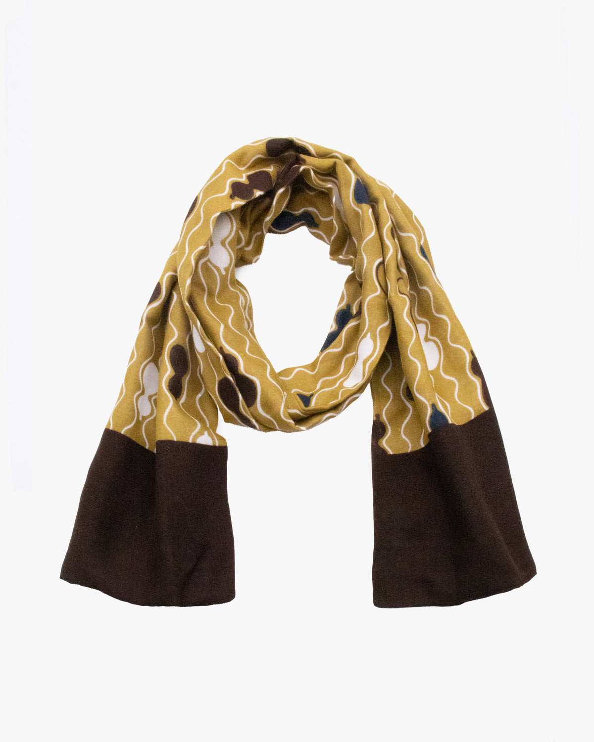 Kurochiku, Cotton Scarf, Brown and Green Gourd