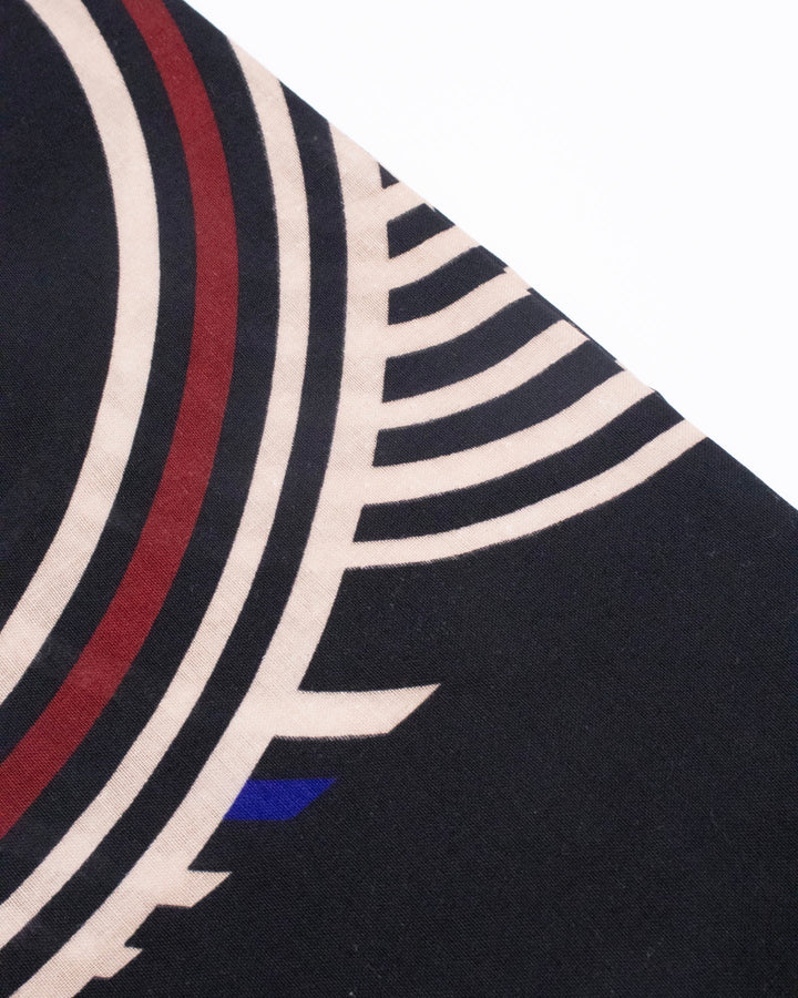 Kurochiku, Cotton Scarf, Black and Red and White Scales