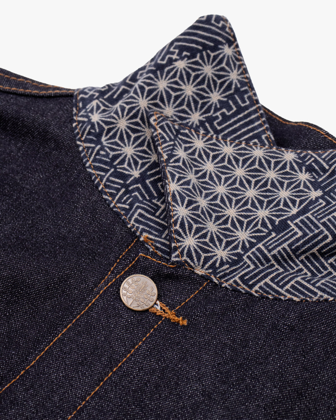 Kiriko Original Type II Denim Trucker Jacket, Trimmed with Patched Multi Fabric, Raw Denim