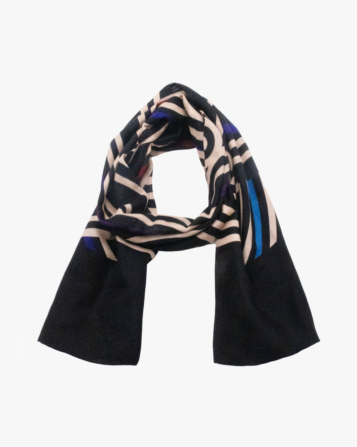 Kurochiku, Cotton Scarf, Black and Red and White Scales