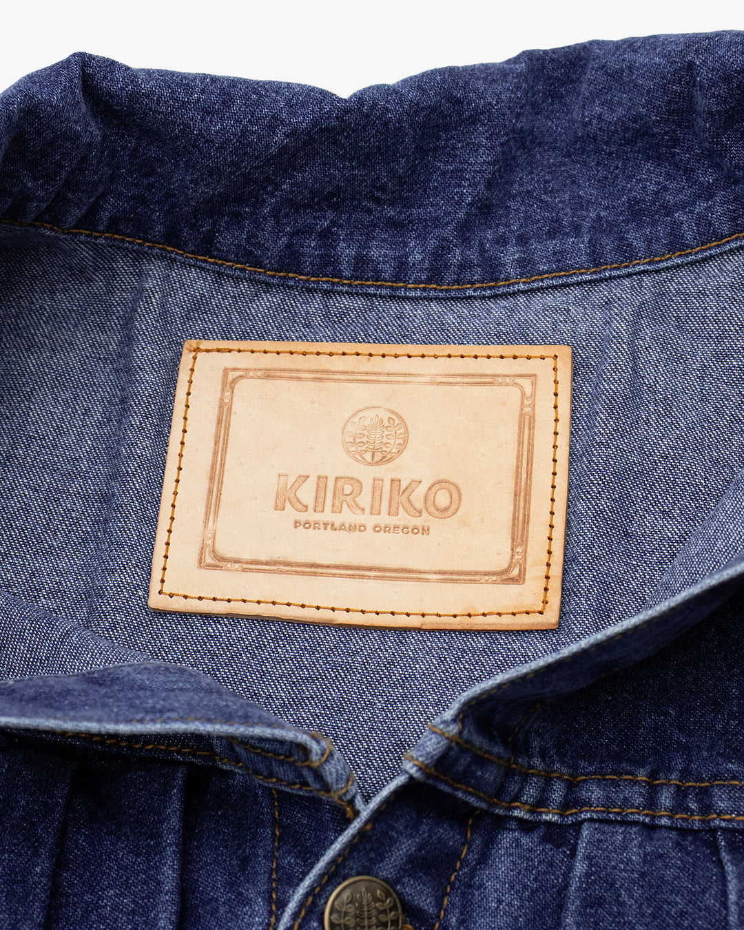 Kiriko Original Type II Denim Trucker Jacket, Trimmed with Patched Nami Fabric, Bleached Denim