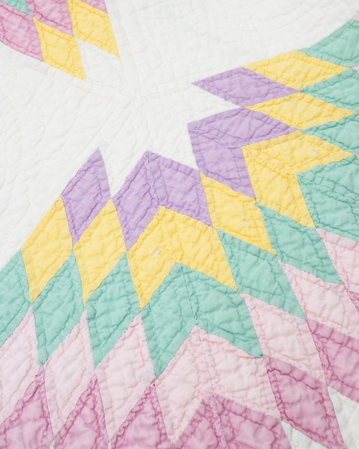 Stand-up Collar Haori Jacket, Quilted, White with Pastel Accents