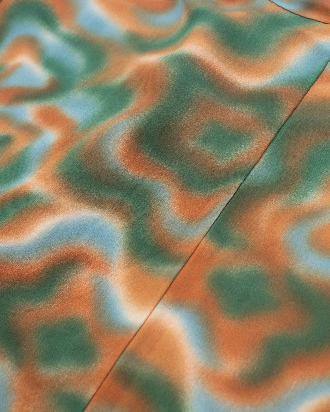 Vintage Haori Jacket, Meisen, Green Orange Waves