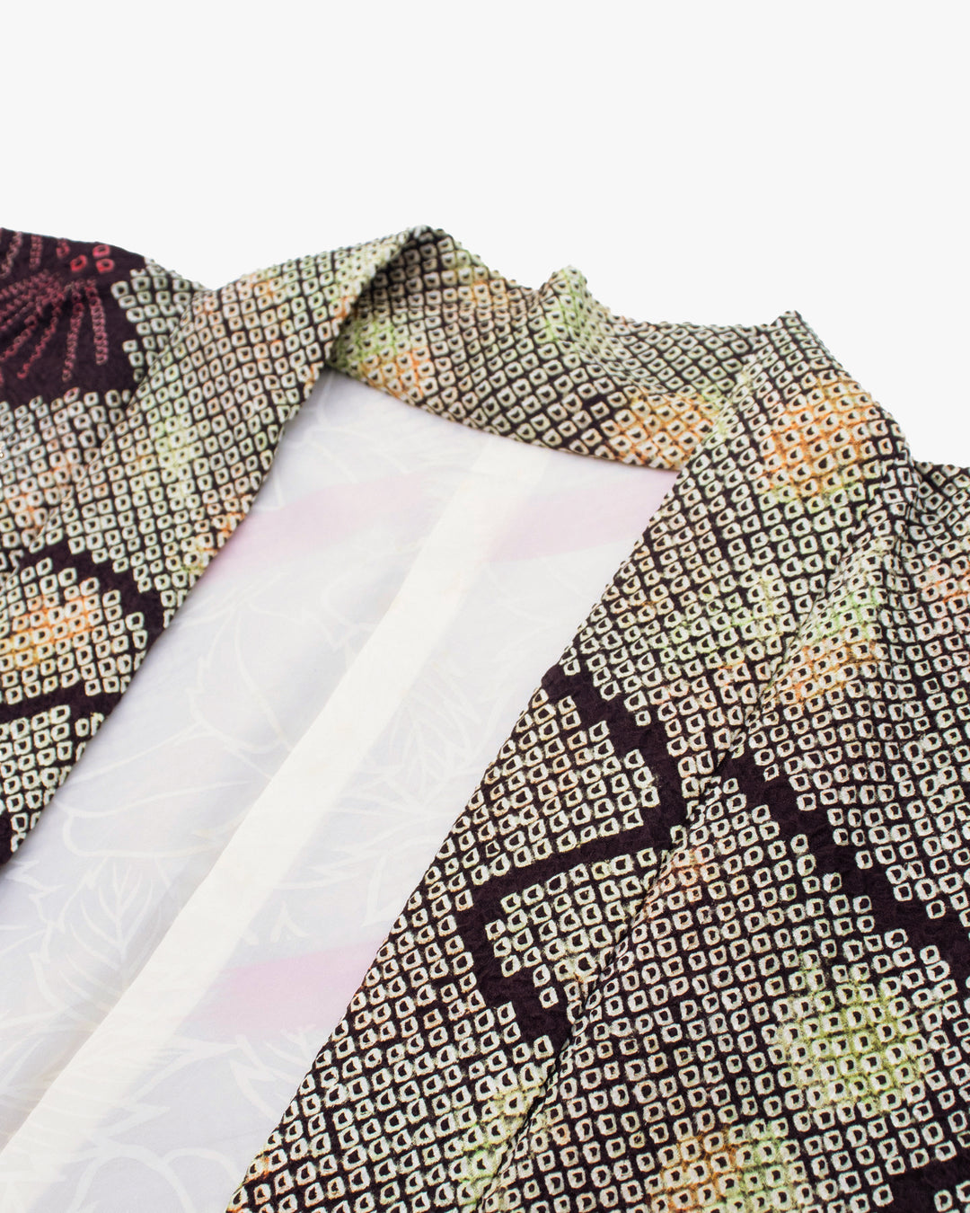 Vintage Haori Jacket, Full Shibori, Matsubishi, Green Black and Red