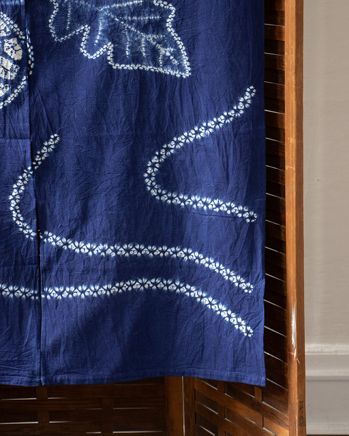 Vintage Noren, Indigo Shibori, Kabu