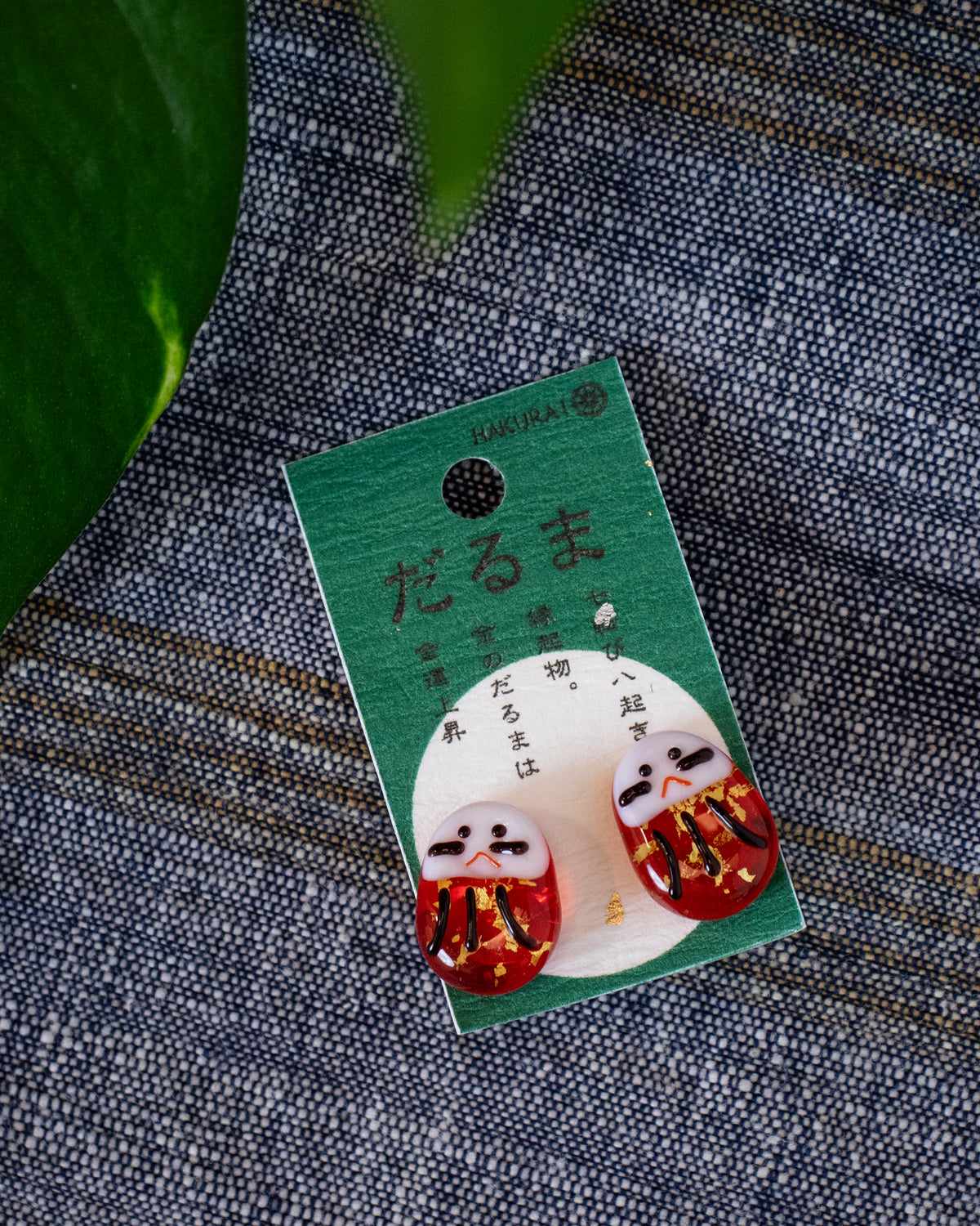 Wa Modern, Glass Earrings, Daruma