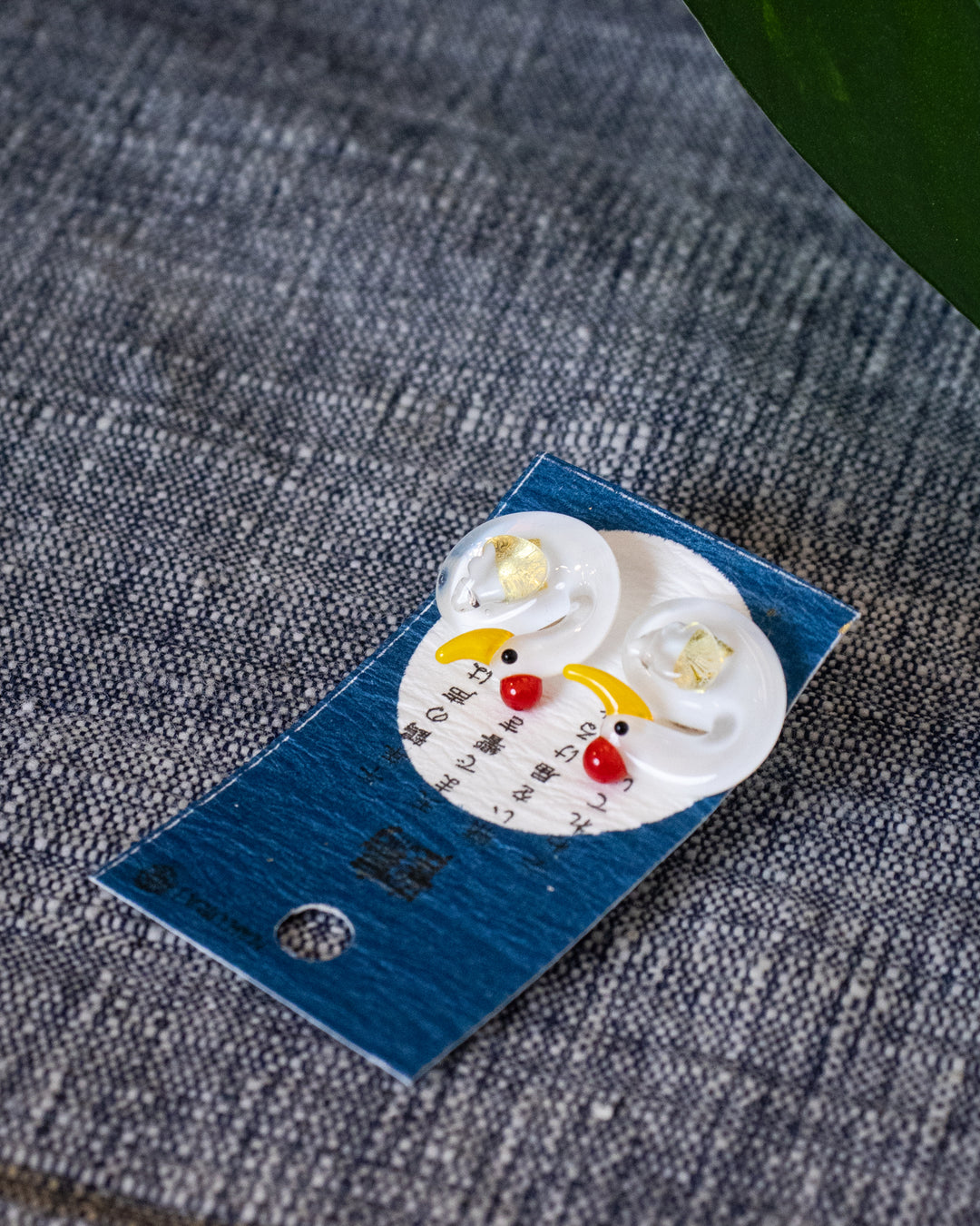 Wa Modern, Glass Earrings, Crane