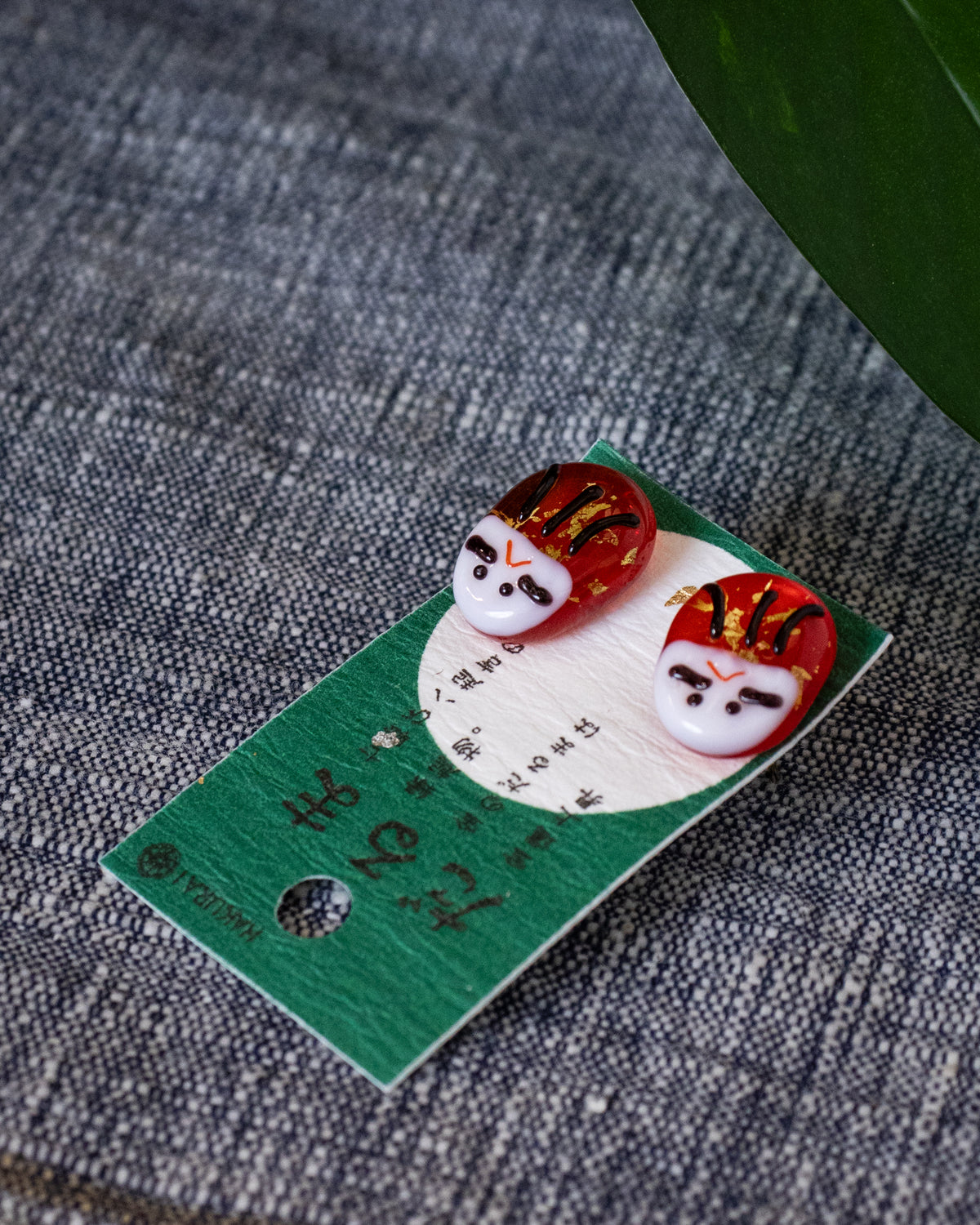 Wa Modern, Glass Earrings, Daruma