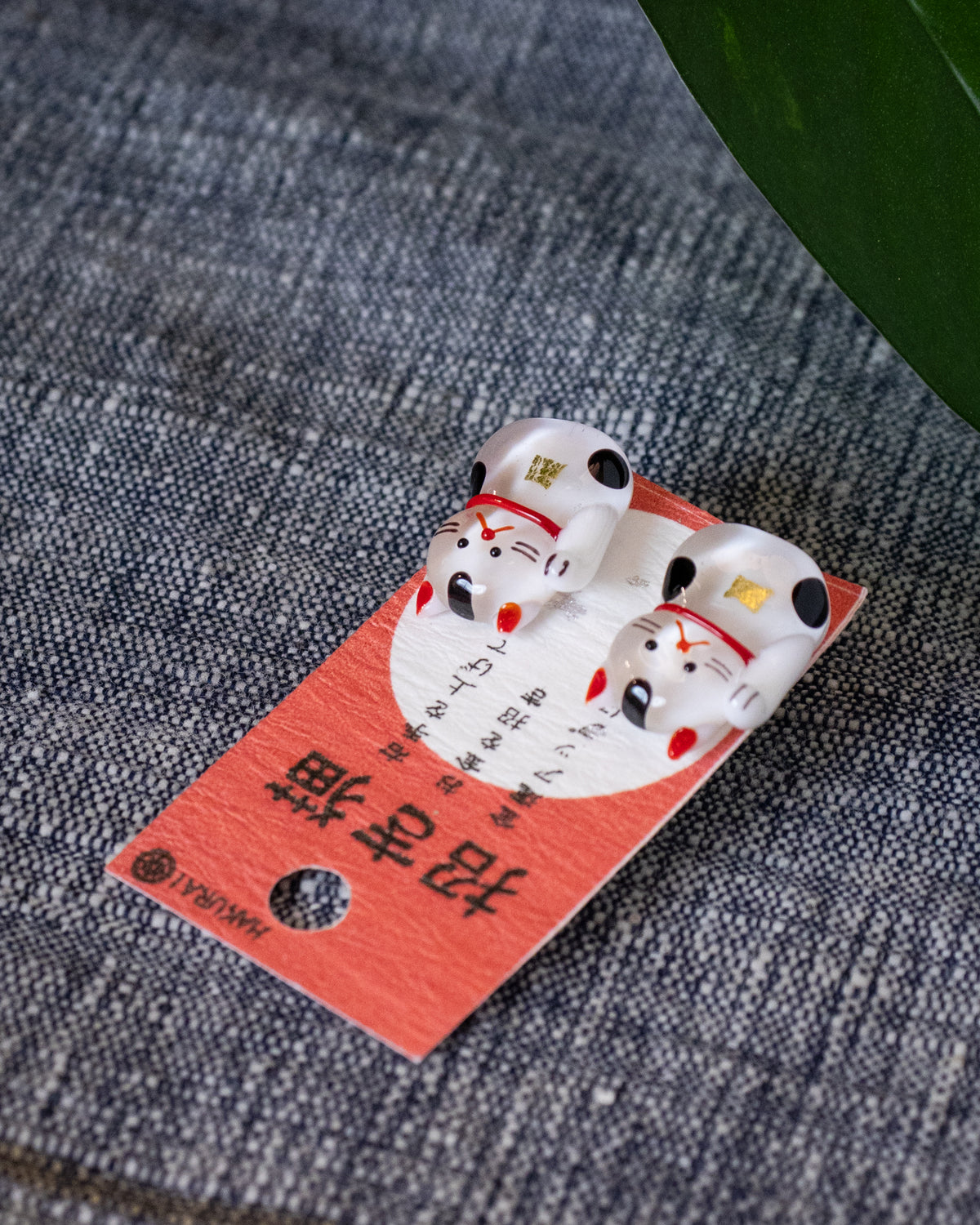 Wa Modern, Glass Earrings, Neko
