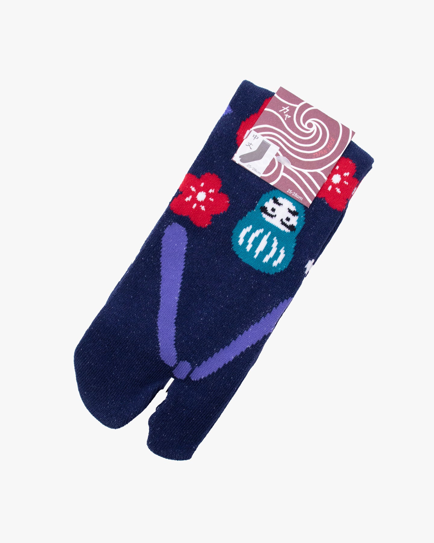 Wa Modern, Tabi Socks, Blue Daruma with Flowers