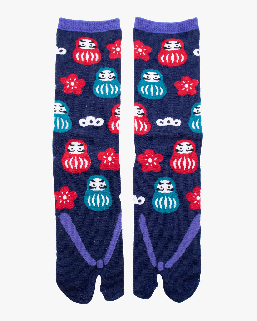 Wa Modern, Tabi Socks, Blue Daruma with Flowers