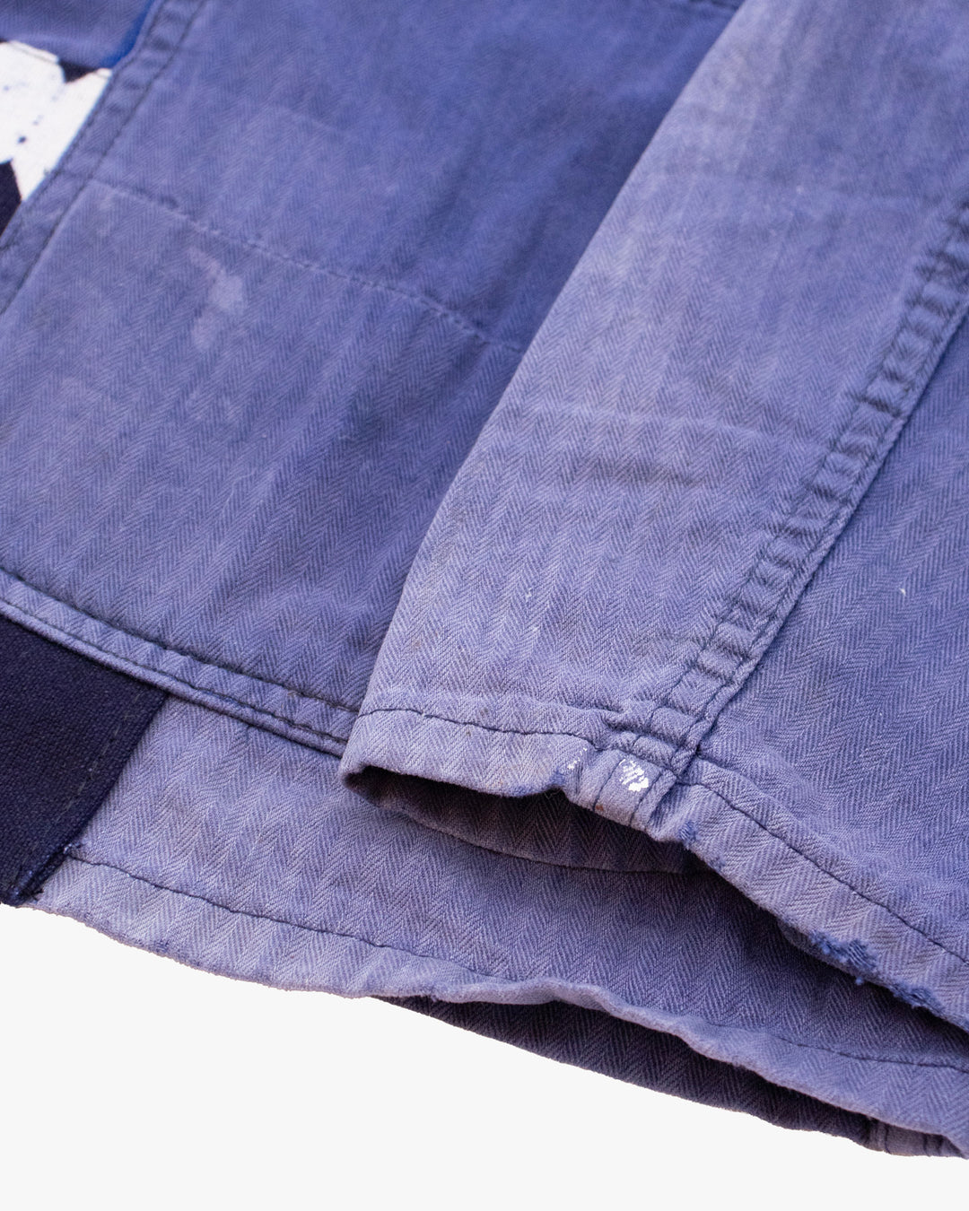 Kiriko Custom, One of a Kind Patched French Workman Jacket, Blue Patched Apron Fabric - 18