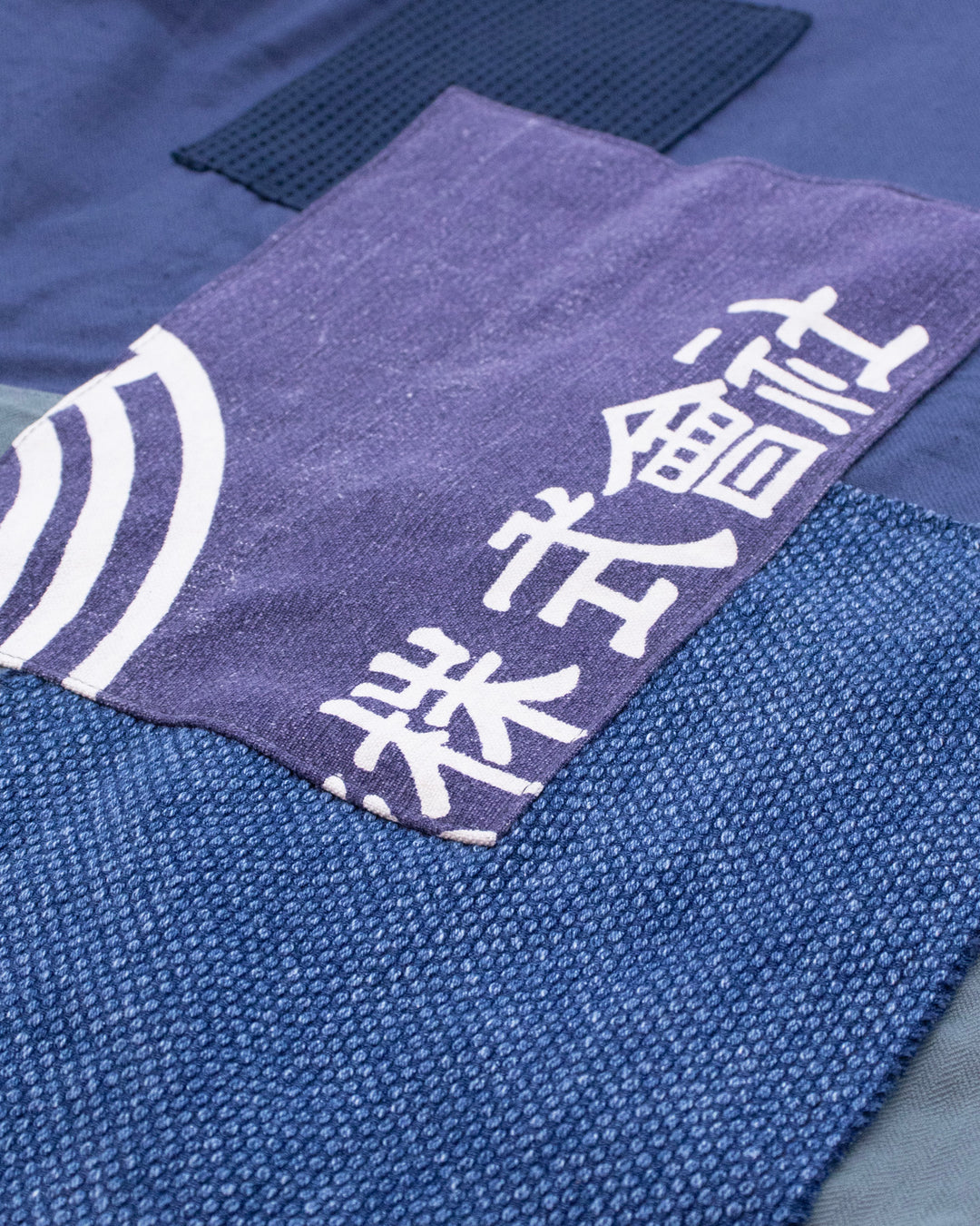 Kiriko Custom, One of a Kind Patched French Workman Jacket, Blue Patched Apron Fabric - 20
