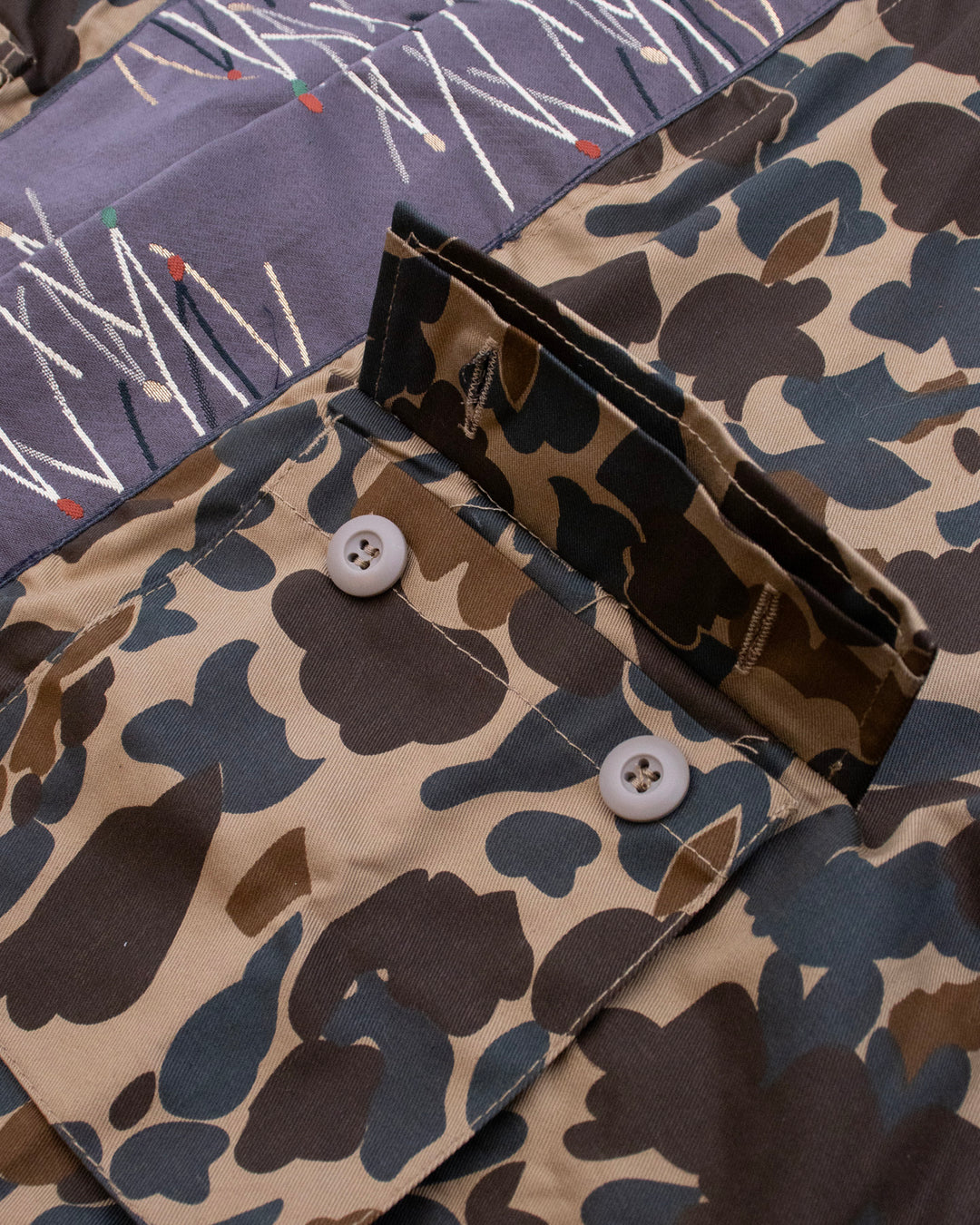 Kiriko Custom Military Jacket, Camo Patched, Purple Trim