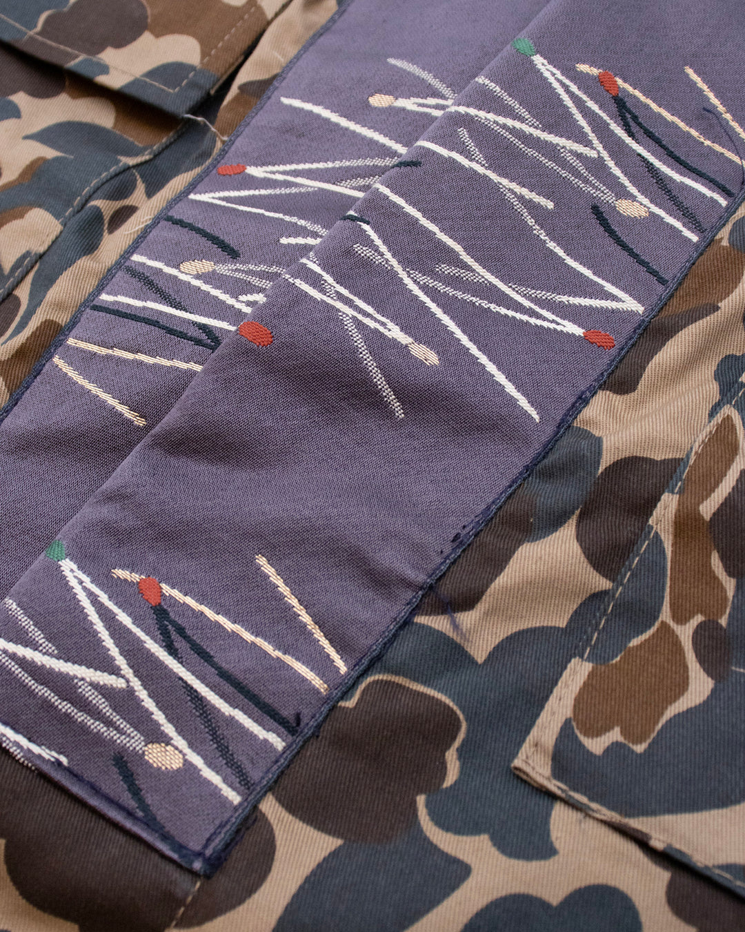 Kiriko Custom Military Jacket, Camo Patched, Purple Trim