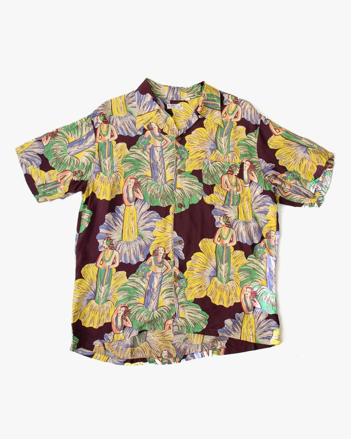 Japanese Repro Shirt, Aloha Short Sleeve, Sun Surf Brand, Tropical Plum - L