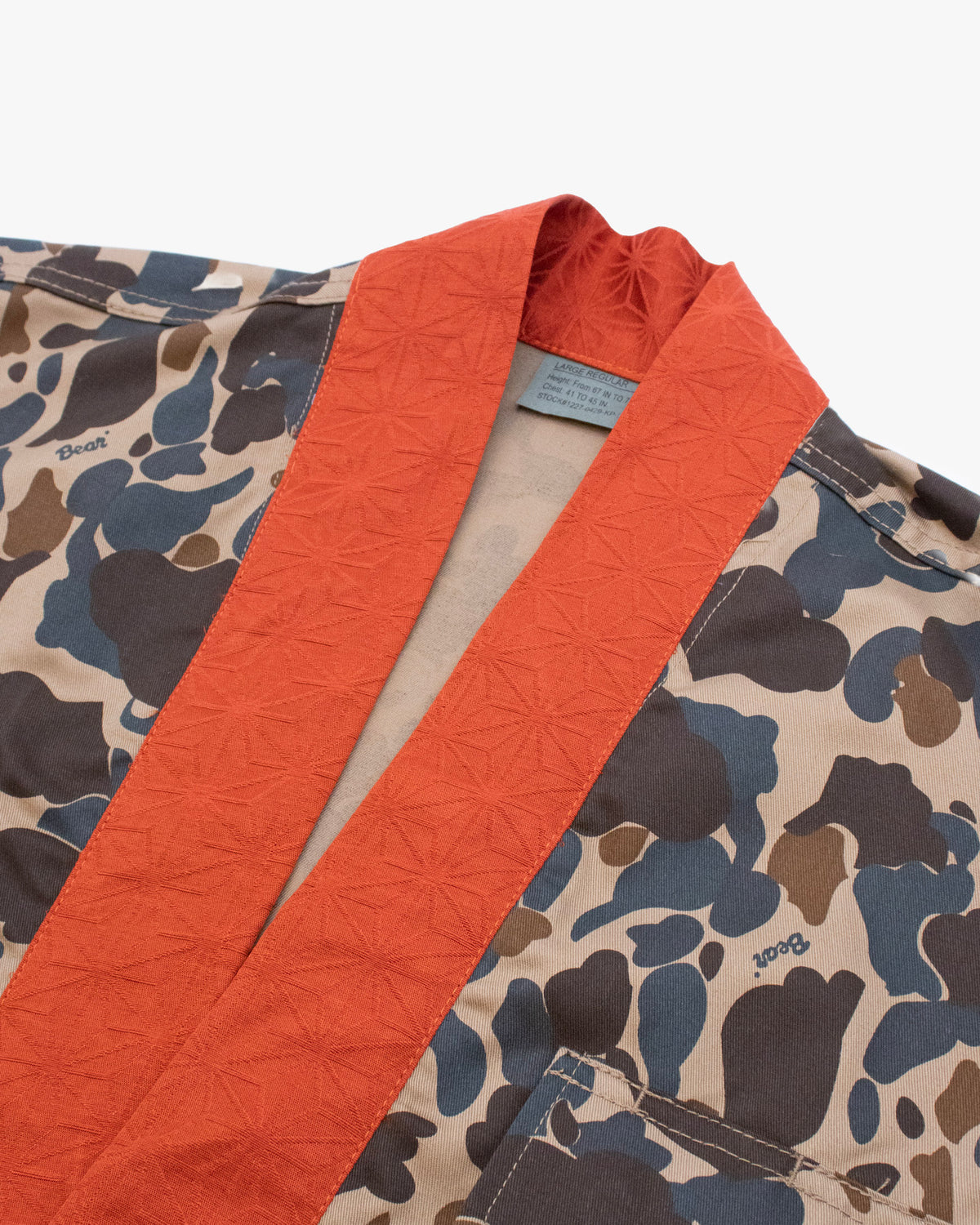 Kiriko Custom Military Jacket, Camo Patched, Orange Trim