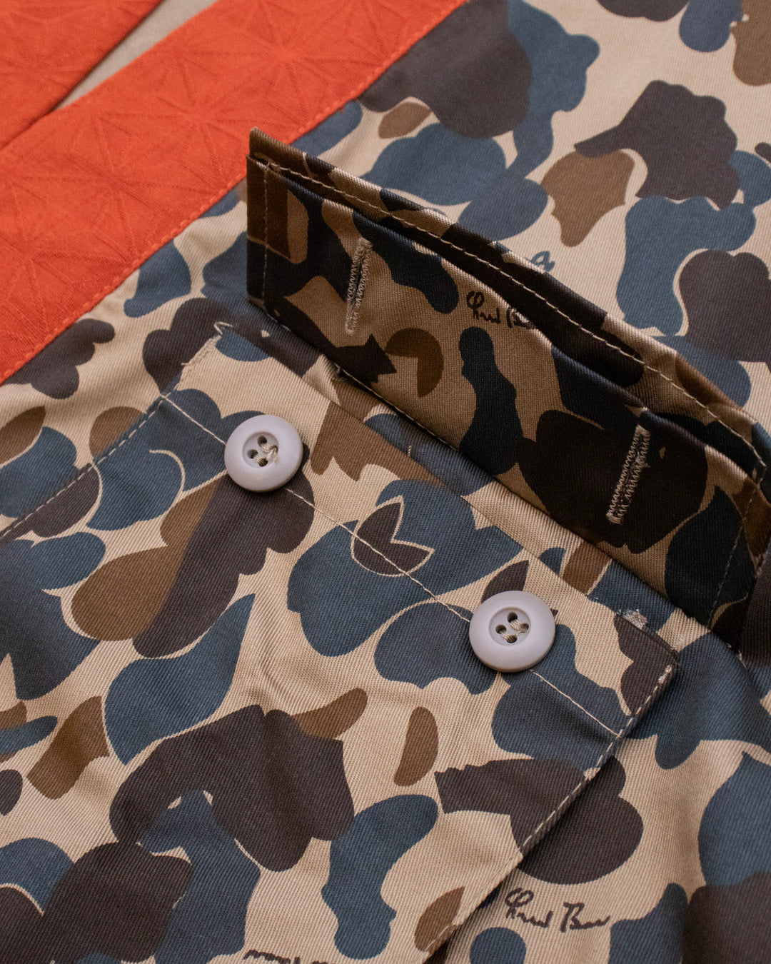 Kiriko Custom Military Jacket, Camo Patched, Orange Trim