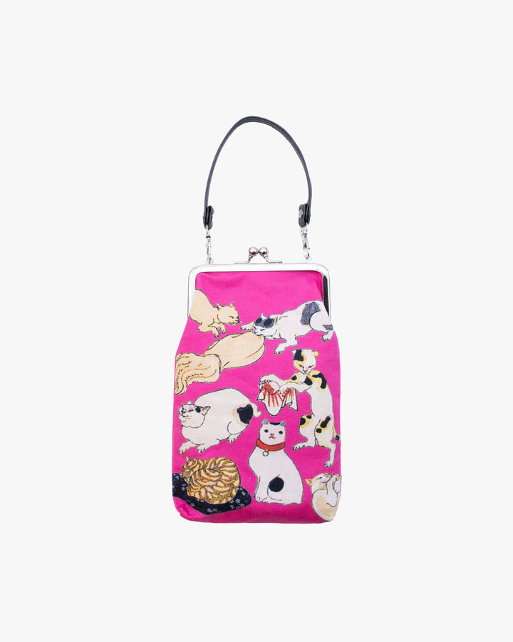 Wa Modern, Gamaguchi Purse with a Handle, Kaya Cats