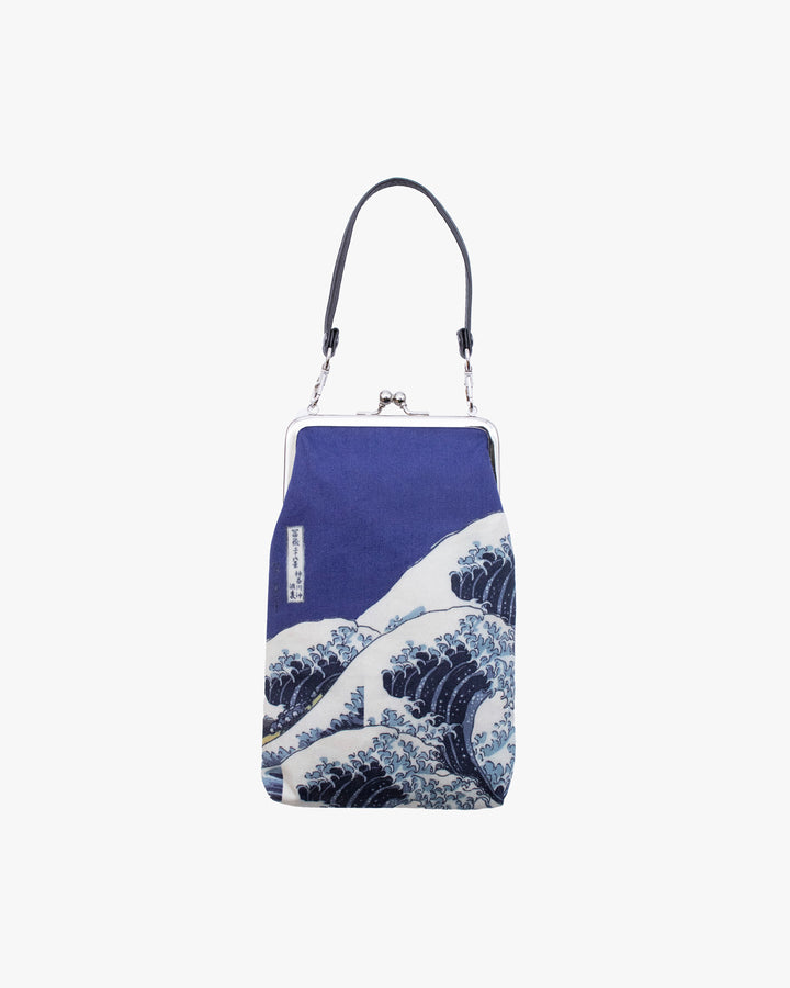 Wa Modern, Gamaguchi Purse with a Handle, Great Wave