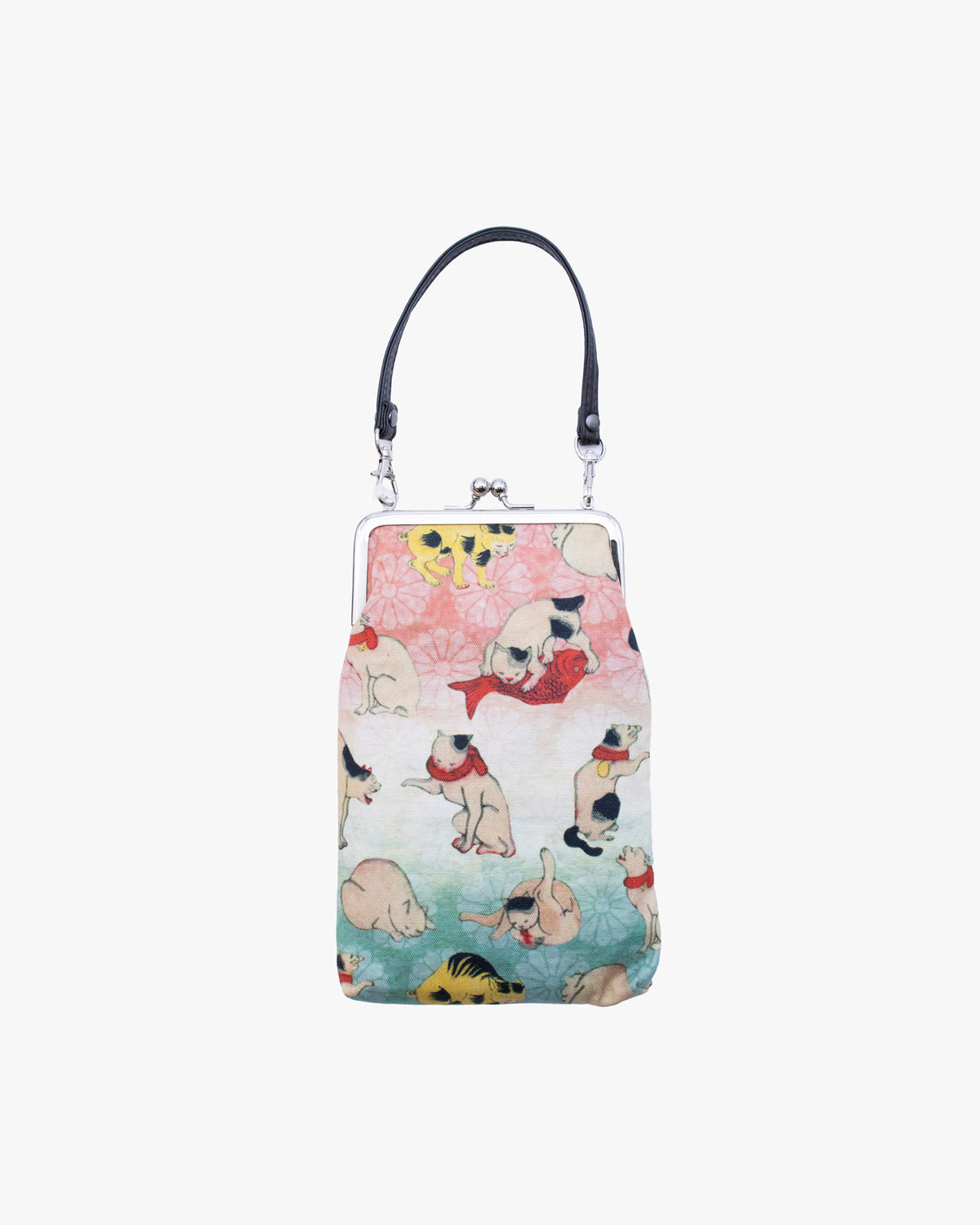 Wa Modern, Gamaguchi Purse with a Handle, NekoZukushi