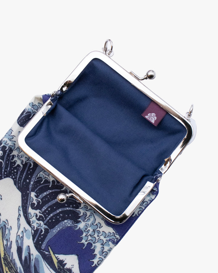 Wa Modern, Gamaguchi Purse with a Handle, Great Wave
