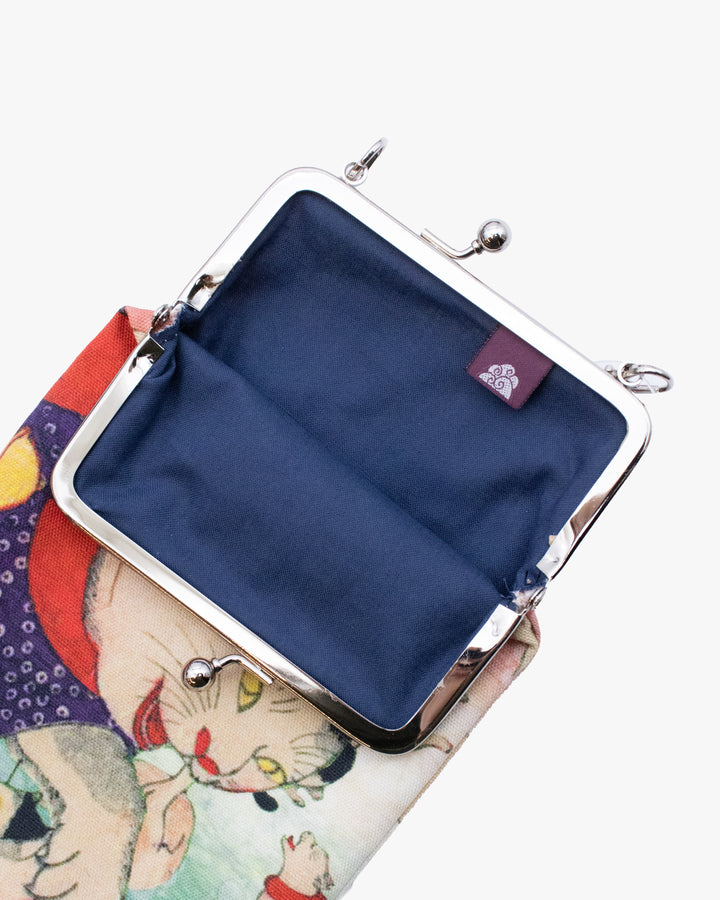 Wa Modern, Gamaguchi Purse with a Handle, NekoZukushi