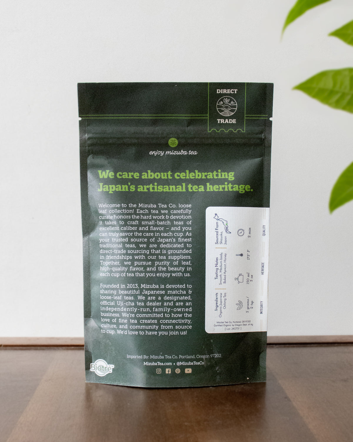 Mizuba Tea, Loose Leaf, Koshun Oolong