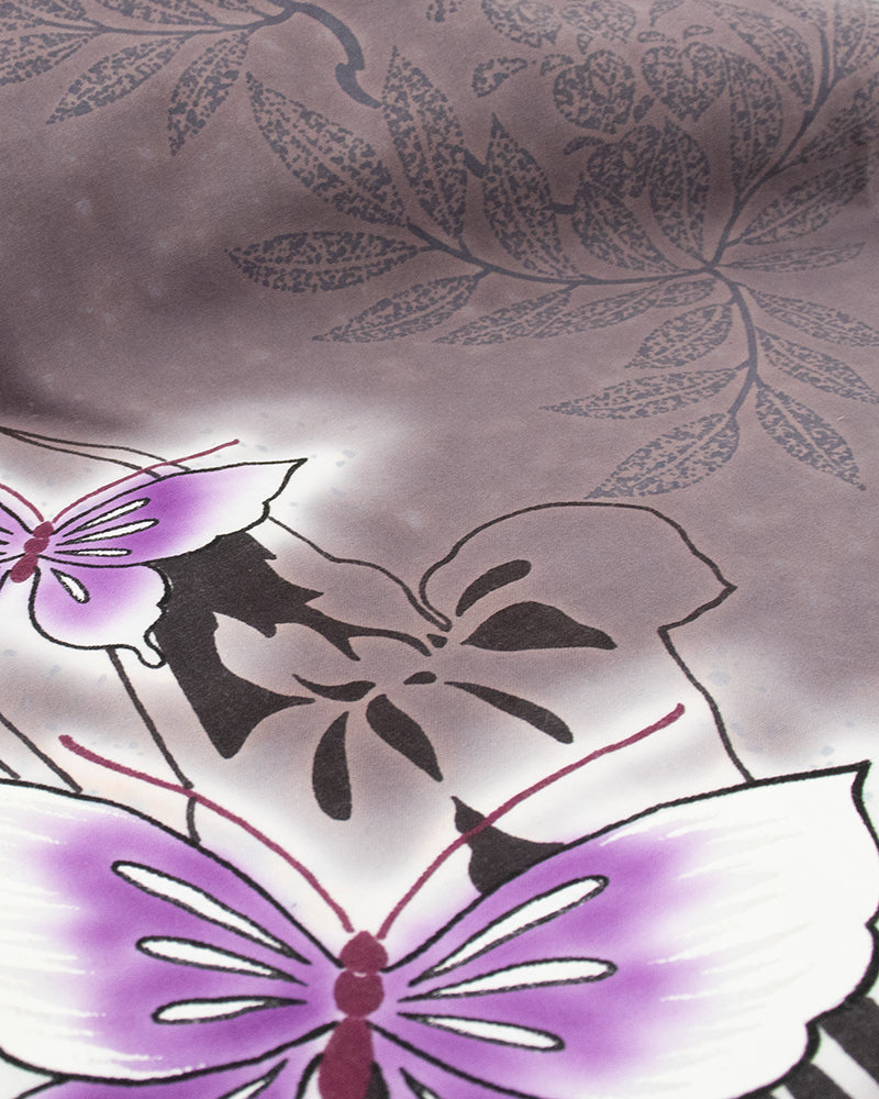 Kiriko Original Scarf, Kiji, Yukata, Gray Butterfly