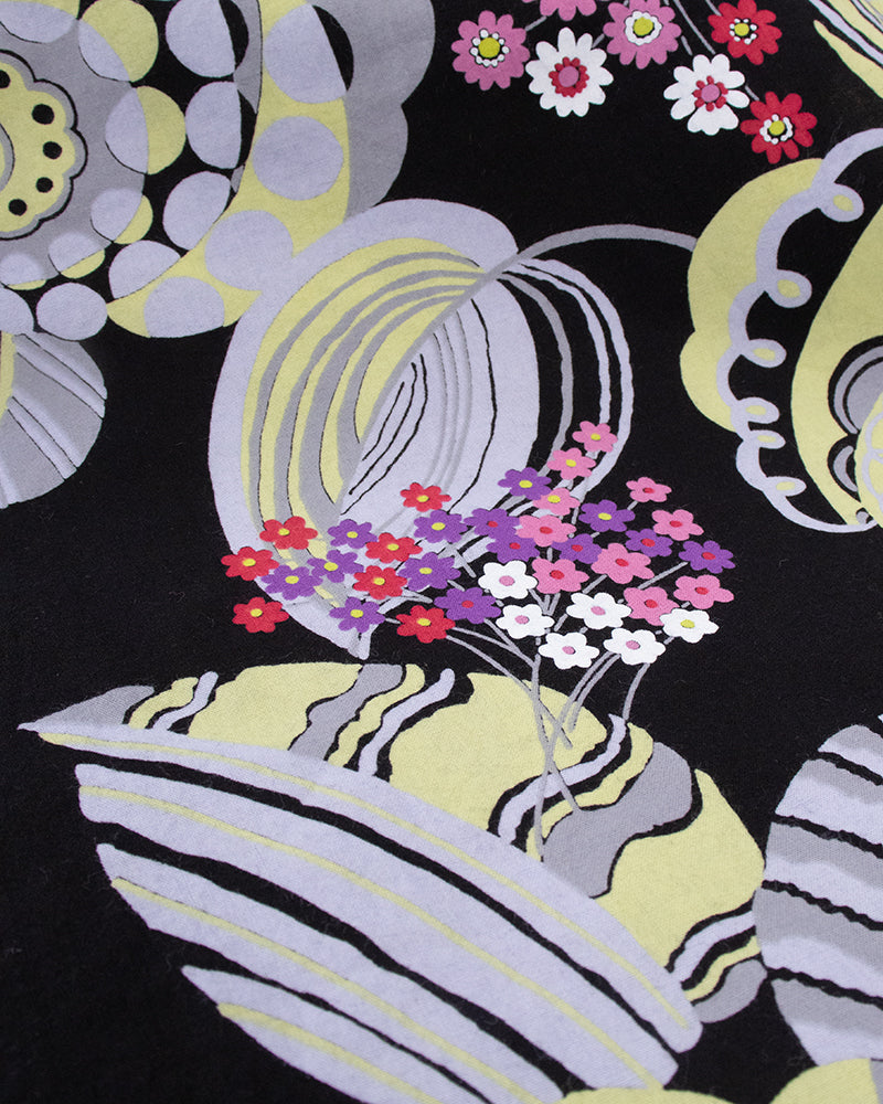 Kiriko Original Scarf, Kiji, Yukata, Black Small Flowers