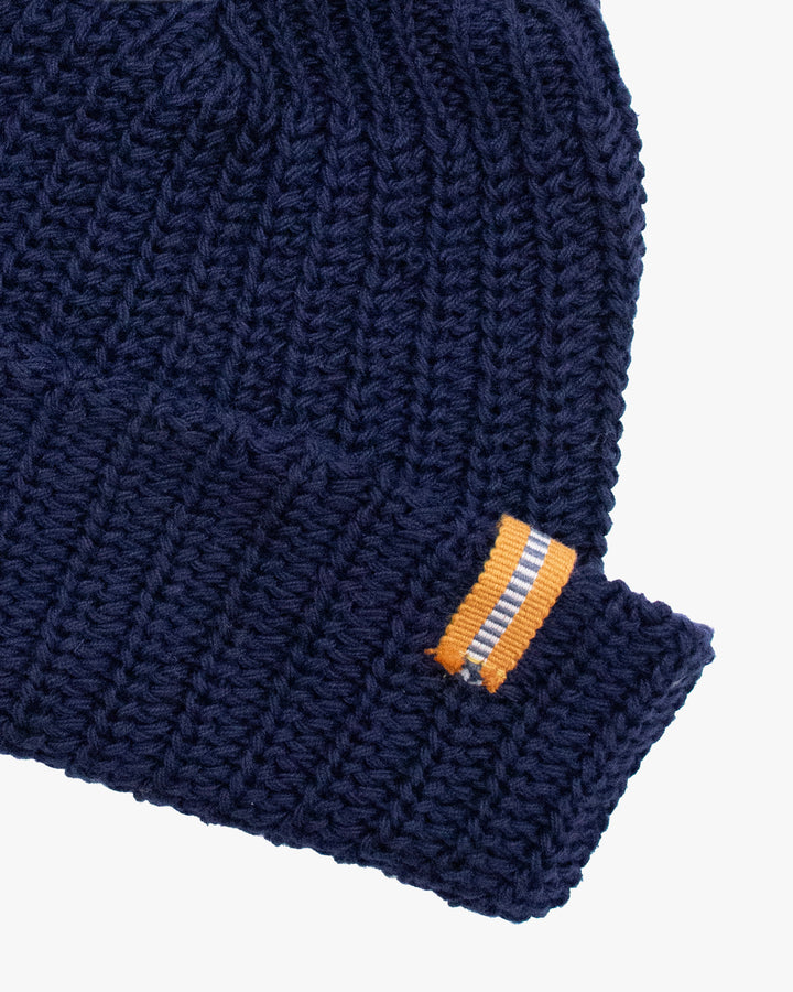 Kiriko Original Knit Cap, Navy, With Sanada Himo, 6˝