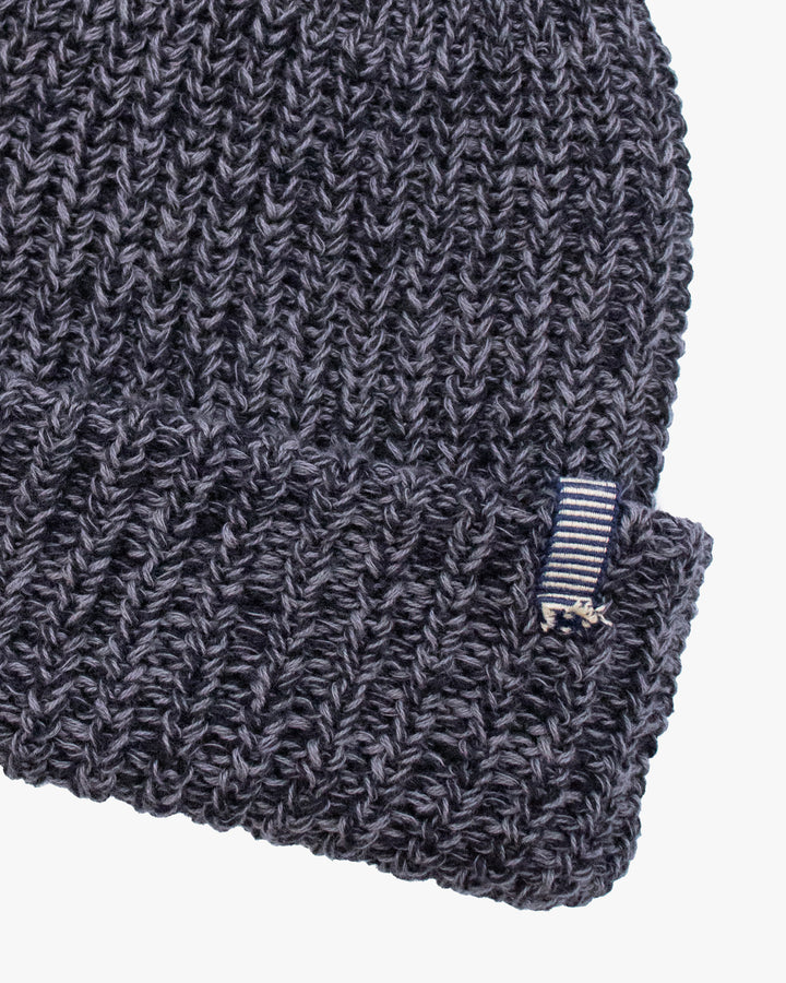 Kiriko Original Knit Cap, Twist, Black and Gray, With Sanada Himo,9˝